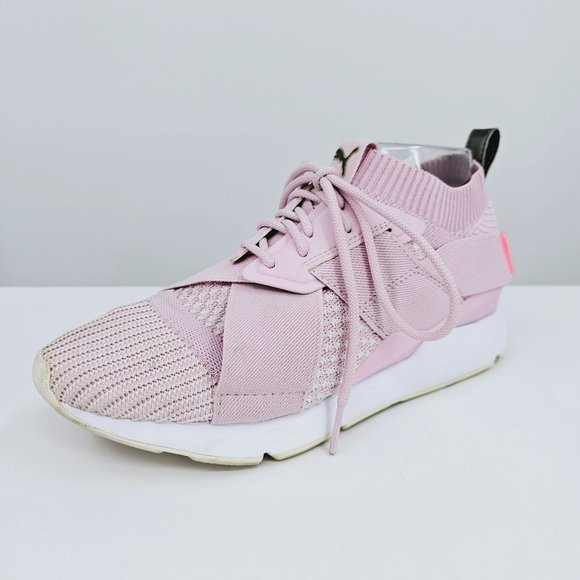Puma Womens Muse Evoknit Lace Up Sneakers 7 Winsome Orchid Stretch Sock Athletic - Picture 1 of 14